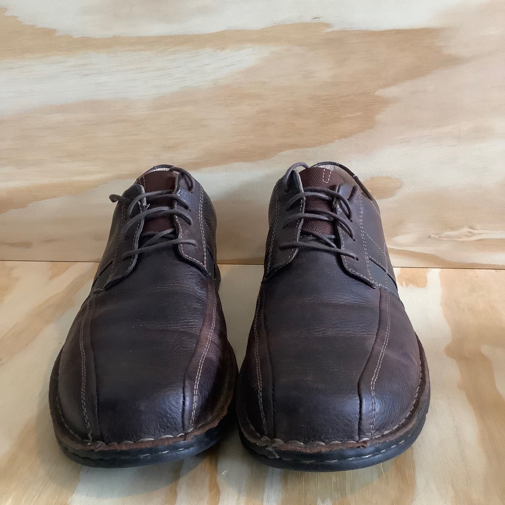 Clarks Mens Tilden Walk Dark Brown Leather Bicycle Toe Oxford Shoes Size 12 W